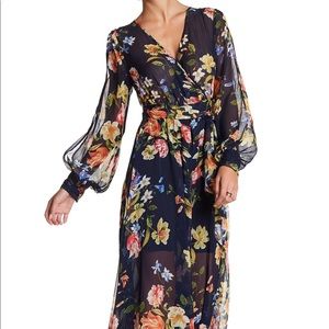 Meghan LA Mon Cherie Wrap Chiffon Maxi Dress